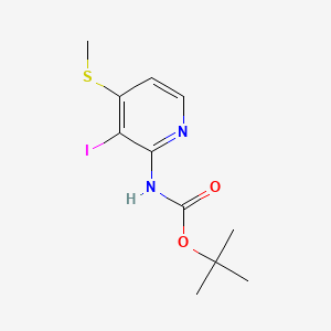 molecular formula C11H15IN2O2S B573057 tert-Butyl (3-iodo-4-(methylthio)pyridin-2-yl)carbamate CAS No. 1211504-19-6