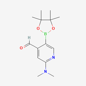 molecular formula C14H21BN2O3 B573067 2-(Dimethylamino)-5-(4,4,5,5-tetramethyl-1,3,2-dioxaborolan-2-yl)isonicotinaldehyde CAS No. 1352730-09-6