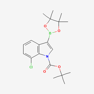molecular formula C19H25BClNO4 B573081 Tert-butyl 7-chloro-3-(4,4,5,5-tetramethyl-1,3,2-dioxaborolan-2-YL)-1H-indole-1-carboxylate CAS No. 1218790-31-8