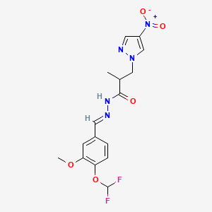 molecular formula C16H17F2N5O5 B5731157 N-{(E)-1-[4-(DIFLUOROMETHOXY)-3-METHOXYPHENYL]METHYLIDENE}-2-METHYL-3-(4-NITRO-1H-PYRAZOL-1-YL)PROPANOHYDRAZIDE 