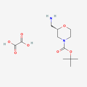 molecular formula C12H22N2O7 B573129 (S)-tert-Butyl 2-(aminomethyl)morpholine-4-carboxylate oxalate CAS No. 1373255-08-3