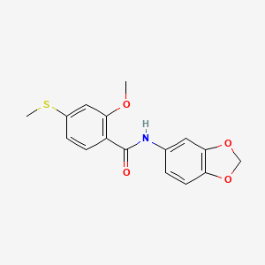 molecular formula C16H15NO4S B5731529 N-(2H-1,3-BENZODIOXOL-5-YL)-2-METHOXY-4-(METHYLSULFANYL)BENZAMIDE 