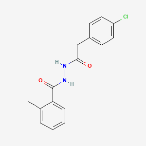 molecular formula C16H15ClN2O2 B5731559 N'-[2-(4-chlorophenyl)acetyl]-2-methylbenzohydrazide 