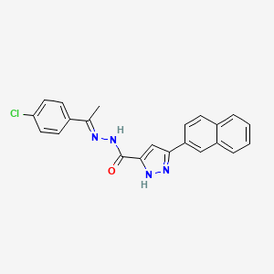 molecular formula C22H17ClN4O B5731657 N'-[(E)-1-(4-chlorophenyl)ethylidene]-3-(2-naphthyl)-1H-pyrazole-5-carbohydrazide 