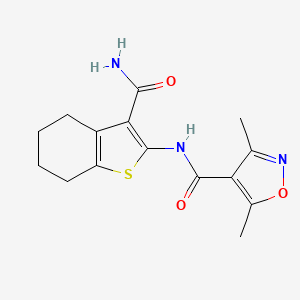 molecular formula C15H17N3O3S B5731680 N-(3-CARBAMOYL-4,5,6,7-TETRAHYDRO-1-BENZOTHIOPHEN-2-YL)-3,5-DIMETHYL-4-ISOXAZOLECARBOXAMIDE 