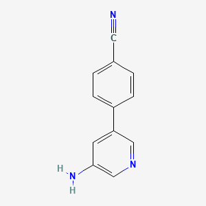 molecular formula C12H9N3 B573172 4-(5-Aminopyridin-3-yl)benzonitrile CAS No. 1246350-47-9