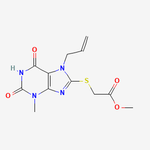 molecular formula C12H14N4O4S B5731951 methyl 2-{[3-methyl-2,6-dioxo-7-(prop-2-en-1-yl)-2,3,6,7-tetrahydro-1H-purin-8-yl]sulfanyl}acetate 