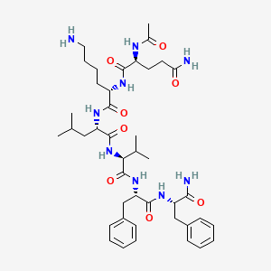 molecular formula C42H63N9O8 B573211 N~2~-Acetyl-L-glutaminyl-L-lysyl-L-leucyl-L-valyl-L-phenylalanyl-L-phenylalaninamide CAS No. 189064-06-0