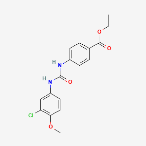 molecular formula C17H17ClN2O4 B5732313 ETHYL 4-{[(3-CHLORO-4-METHOXYANILINO)CARBONYL]AMINO}BENZOATE 