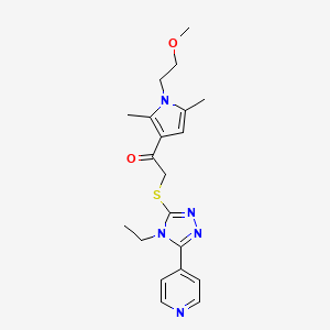 molecular formula C20H25N5O2S B5732504 2-{[4-ethyl-5-(4-pyridinyl)-4H-1,2,4-triazol-3-yl]thio}-1-[1-(2-methoxyethyl)-2,5-dimethyl-1H-pyrrol-3-yl]ethanone 