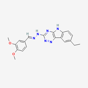 molecular formula C20H20N6O2 B5732931 N-[(E)-(3,4-dimethoxyphenyl)methylideneamino]-8-ethyl-5H-[1,2,4]triazino[5,6-b]indol-3-amine 