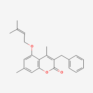 molecular formula C23H24O3 B5733019 3-benzyl-4,7-dimethyl-5-[(3-methylbut-2-en-1-yl)oxy]-2H-chromen-2-one 