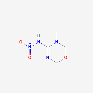 molecular formula C4H8N4O3 B057334 N-(3-Methyl-3,6-dihydro-2H-1,3,5-oxadiazin-4-yl)nitramide CAS No. 153719-38-1