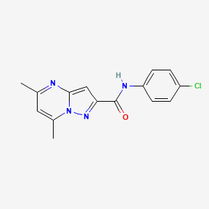 molecular formula C15H13ClN4O B5733640 N-(4-chlorophenyl)-5,7-dimethylpyrazolo[1,5-a]pyrimidine-2-carboxamide 