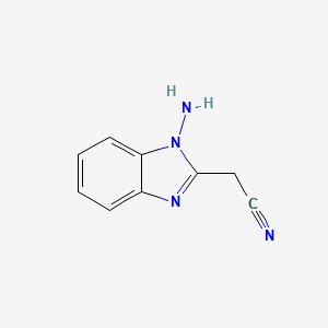 molecular formula C9H8N4 B573397 2-(1-Amino-1H-benzo[d]imidazol-2-yl)acetonitrile CAS No. 163227-60-9