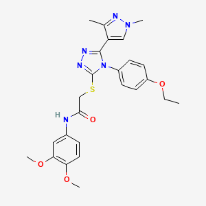 molecular formula C25H28N6O4S B5734434 N-(3,4-dimethoxyphenyl)-2-{[5-(1,3-dimethyl-1H-pyrazol-4-yl)-4-(4-ethoxyphenyl)-4H-1,2,4-triazol-3-yl]sulfanyl}acetamide 