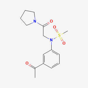 molecular formula C15H20N2O4S B5734552 N-(3-acetylphenyl)-N-[2-oxo-2-(1-pyrrolidinyl)ethyl]methanesulfonamide 