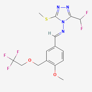 molecular formula C15H15F5N4O2S B5734590 3-(difluoromethyl)-N-[(E)-{4-methoxy-3-[(2,2,2-trifluoroethoxy)methyl]phenyl}methylidene]-5-(methylsulfanyl)-4H-1,2,4-triazol-4-amine 
