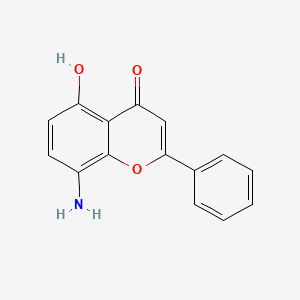 molecular formula C15H11NO3 B573475 4h-1-Benzopyran-4-one,8-amino-5-hydroxy-2-phenyl- CAS No. 183658-47-1