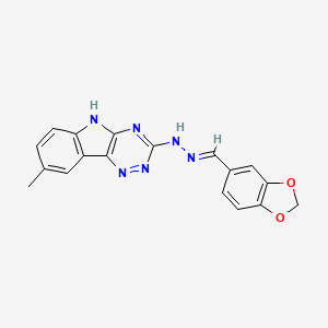 molecular formula C18H14N6O2 B5734859 N-[(E)-1,3-benzodioxol-5-ylmethylideneamino]-8-methyl-5H-[1,2,4]triazino[5,6-b]indol-3-amine 