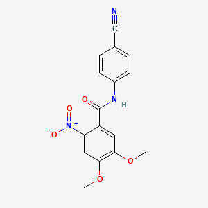 molecular formula C16H13N3O5 B5734865 N-(4-cyanophenyl)-4,5-dimethoxy-2-nitrobenzamide 