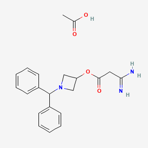 molecular formula C21H25N3O4 B573493 acetic acid;(1-benzhydrylazetidin-3-yl) 3-amino-3-iminopropanoate CAS No. 170749-59-4