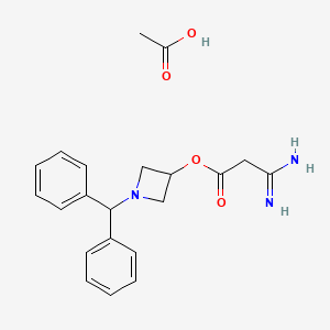 molecular formula C21H25N3O4 B573493 3-Amino-3-iminopropanoic acid 1-(diphenylmethyl)-3-azetidinyl ester acetate CAS No. 170749-59-4