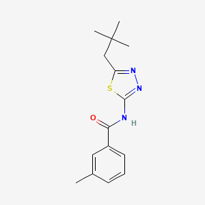 molecular formula C15H19N3OS B5734965 N-[5-(2,2-dimethylpropyl)-1,3,4-thiadiazol-2-yl]-3-methylbenzamide 