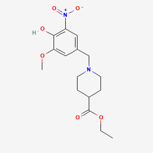 molecular formula C16H22N2O6 B5735021 Ethyl 1-[(4-hydroxy-3-methoxy-5-nitrophenyl)methyl]piperidine-4-carboxylate 
