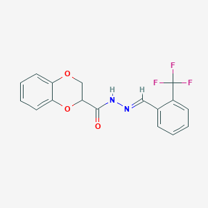 molecular formula C17H13F3N2O3 B5735219 N-[(E)-[2-(trifluoromethyl)phenyl]methylideneamino]-2,3-dihydro-1,4-benzodioxine-3-carboxamide 