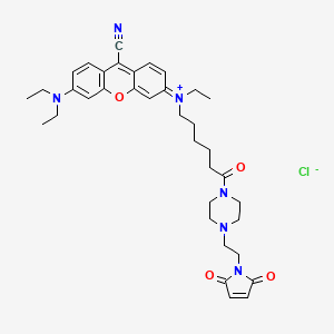 (3E)-9-Cyano-6-(diethylamino)-N-(6-{4-[2-(2,5-dioxo-2,5-dihydro-1H-pyrrol-1-yl)ethyl]piperazin-1-yl}-6-oxohexyl)-N-ethyl-3H-xanthen-3-iminium chloride