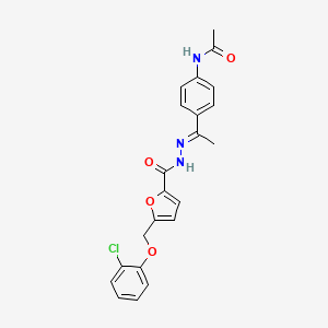 molecular formula C22H20ClN3O4 B5735654 N-(4-{(1E)-1-[2-({5-[(2-chlorophenoxy)methyl]furan-2-yl}carbonyl)hydrazinylidene]ethyl}phenyl)acetamide 