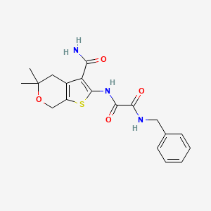 molecular formula C19H21N3O4S B5736036 N-[3-(aminocarbonyl)-5,5-dimethyl-4,7-dihydro-5H-thieno[2,3-c]pyran-2-yl]-N'-benzylethanediamide 
