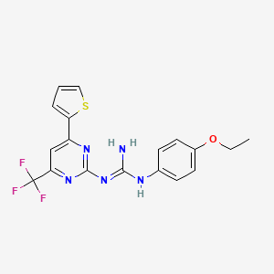 molecular formula C18H16F3N5OS B5736170 N-(4-ethoxyphenyl)-N'-[4-(2-thienyl)-6-(trifluoromethyl)-2-pyrimidinyl]guanidine 