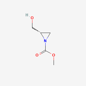 molecular formula C5H9NO3 B573632 methyl (2S)-2-(hydroxymethyl)aziridine-1-carboxylate CAS No. 165104-68-7