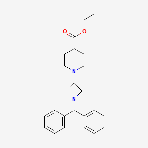 molecular formula C24H30N2O2 B573651 Ethyl 1-(1-benzhydrylazetidin-3-yl)piperidine-4-carboxylate CAS No. 178311-90-5
