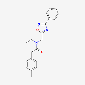 molecular formula C20H21N3O2 B5736667 N-ethyl-2-(4-methylphenyl)-N-[(3-phenyl-1,2,4-oxadiazol-5-yl)methyl]acetamide 