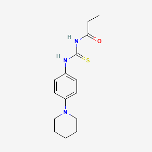 molecular formula C15H21N3OS B5736772 N-{[4-(piperidin-1-yl)phenyl]carbamothioyl}propanamide 