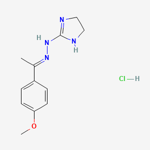 molecular formula C12H17ClN4O B5736952 N-[(E)-1-(4-methoxyphenyl)ethylideneamino]-4,5-dihydro-1H-imidazol-2-amine;hydrochloride 