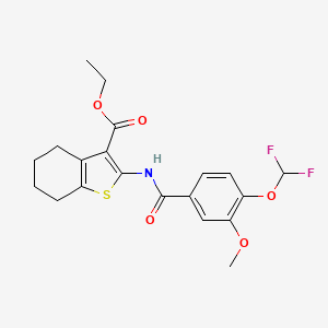 molecular formula C20H21F2NO5S B5737103 ethyl 2-{[4-(difluoromethoxy)-3-methoxybenzoyl]amino}-4,5,6,7-tetrahydro-1-benzothiophene-3-carboxylate 