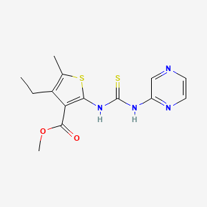 molecular formula C14H16N4O2S2 B5737200 methyl 4-ethyl-5-methyl-2-{[(2-pyrazinylamino)carbonothioyl]amino}-3-thiophenecarboxylate 