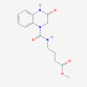 molecular formula C14H17N3O4 B5737293 methyl 4-{[(3-oxo-3,4-dihydro-1(2H)-quinoxalinyl)carbonyl]amino}butanoate 