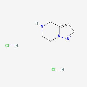 molecular formula C6H11Cl2N3 B573759 4,5,6,7-Tetrahydropyrazolo[1,5-a]pyrazine dihydrochloride CAS No. 165894-07-5