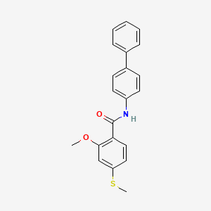 molecular formula C21H19NO2S B5737590 N-4-biphenylyl-2-methoxy-4-(methylthio)benzamide 