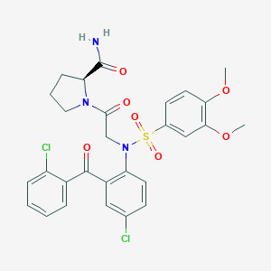 molecular formula C28H27Cl2N3O7S B057376 (2S)-1-[2-[4-chloro-2-(2-chlorobenzoyl)-N-(3,4-dimethoxyphenyl)sulfonylanilino]acetyl]pyrrolidine-2-carboxamide CAS No. 271246-51-6