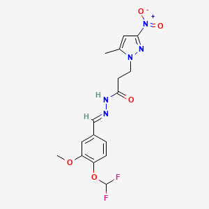 molecular formula C16H17F2N5O5 B5738052 N-{(E)-1-[4-(DIFLUOROMETHOXY)-3-METHOXYPHENYL]METHYLIDENE}-3-(5-METHYL-3-NITRO-1H-PYRAZOL-1-YL)PROPANOHYDRAZIDE 