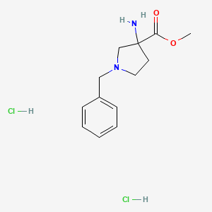 molecular formula C13H20Cl2N2O2 B573857 Methyl 3-amino-1-benzylpyrrolidine-3-carboxylate dihydrochloride CAS No. 168210-69-3