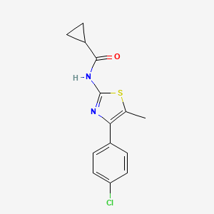 molecular formula C14H13ClN2OS B5738738 N-[4-(4-CHLOROPHENYL)-5-METHYL-13-THIAZOL-2-YL]CYCLOPROPANECARBOXAMIDE 