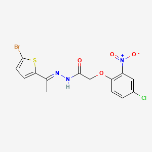 molecular formula C14H11BrClN3O4S B5738952 N-[(E)-1-(5-bromothiophen-2-yl)ethylideneamino]-2-(4-chloro-2-nitrophenoxy)acetamide 