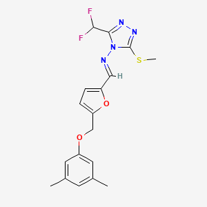 molecular formula C18H18F2N4O2S B5739242 N-[3-(DIFLUOROMETHYL)-5-(METHYLSULFANYL)-4H-1,2,4-TRIAZOL-4-YL]-N-((E)-1-{5-[(3,5-DIMETHYLPHENOXY)METHYL]-2-FURYL}METHYLIDENE)AMINE 